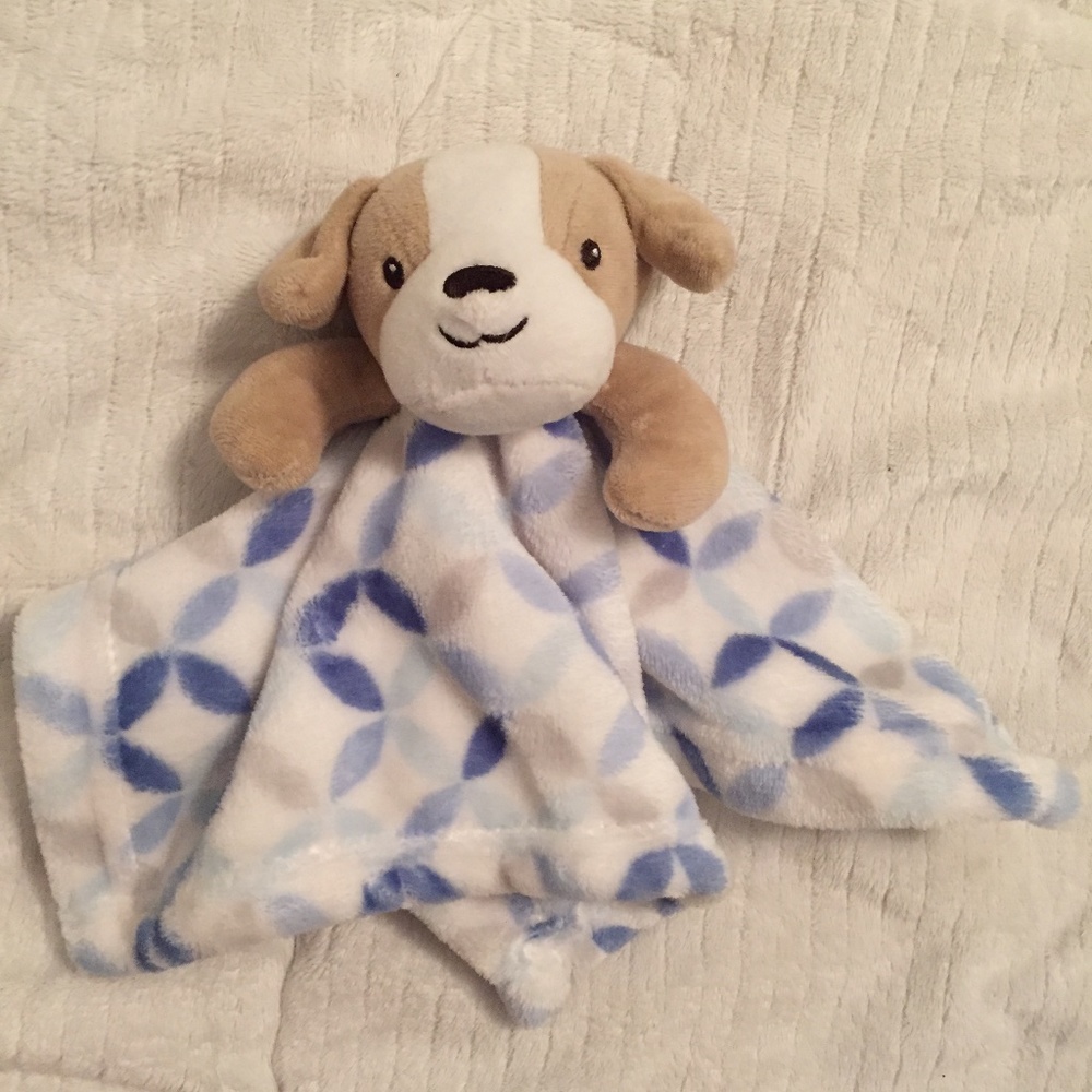 Nemcor Baby's First Dog Doggy Blue White Plush Security Blanket Lovey